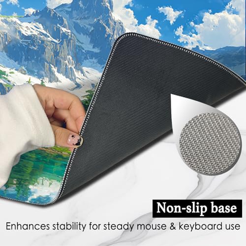 Image of Nuxovilar Professional Large Mouse Pad & Computer Game Mouse Mat (35.4x15.7IN, Fresh Landscape with Lake & Mountains Art) (90 * 40cm Fresh Landscape)