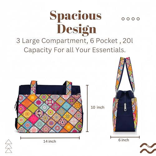 Image of Printed Handbag for Women | Office Bag | Stylish Bag for Office Use | Nylon Large Shoulder Bag 20 Liter | Stylish Tote for Office Use | Purse for Women | Vegan Handbag | Daily & Travel Use