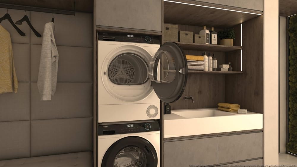 Haier I-PRO SERIES 3 Asciugatrice 9 Kg a Pompa di Calore, Libera Installazione, Classe D, I-Refresh Pro, Rumorosità (dB) 64, IoT APP hON, 85 x 60 x 62.5 (A x L x P cm), Bianca - HD90-D939-IT