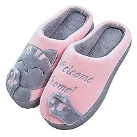 Cliont Cute Cat Slippers Indoor Winter Slippers Anti-Slip Shoes for Women and Men