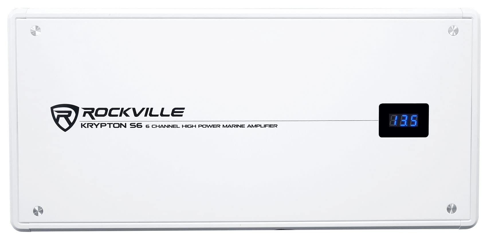 Rockville Krypton S6 2600W 6-Channel Marine Amplifier 4 Ohm, Bluetooth, PA Mic Included, IP66 Water-Resistant, Compact, Perfect for Boats and Marine Audio
