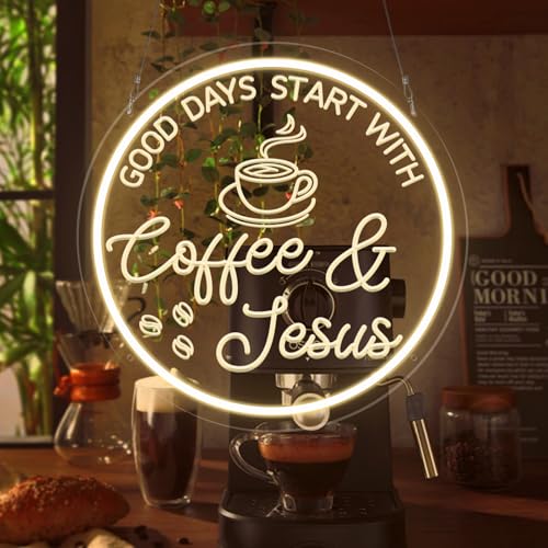 Coffee Bar Neon Sign, Warm White LED Coffee Light for Cafe Shop, Station Home Kitchen Bar Cart Event...