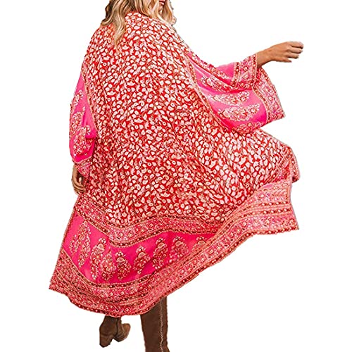 Tyidalin Femme Cardigan Plage Paréo Robe Kimono Maxi Longue Eté Mousseline Cache-Maillot de Bain Imprimé (Couleur 04)