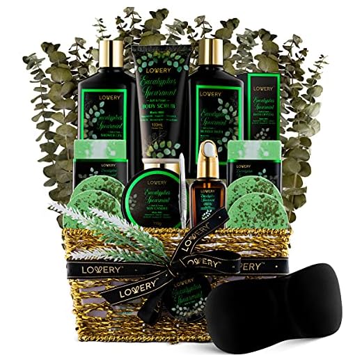 Eucalyptus Spearmint Bath Set, Home Spa Set with Natural Mint Fragrance, 17 Pcs Gift Basket, Eucalyptus Bath Oil, Shower Gel, Bubble Bath, Bath Crystal, Steamer Tablet & More, Best Birthday Gift