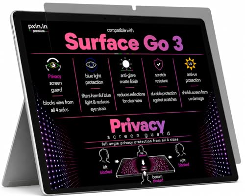 Image of Pxin 360 Pro Privacy Screen guard compatible with Surface Go 3 | Anti Glare | Anti UV | Anti Blue | Anti Reflection | Privacy Filter | Unbreakable Build