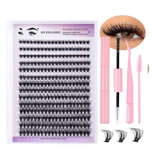 CíLios PostiçOs,Kit De ExtensõEs De CíLios Cluster 30d,Kit De CíLios Volumoso Preto,Starter Kit,Com