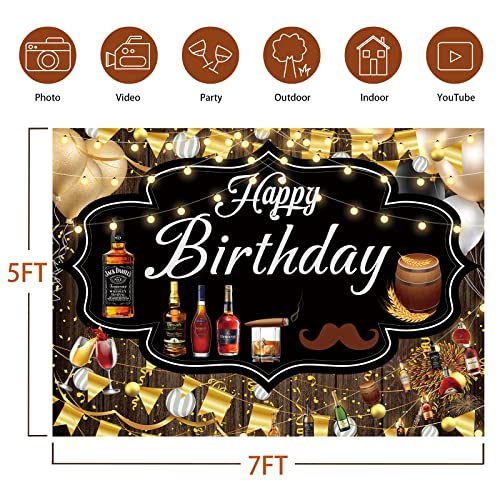 Image of Whiskey Backdrop, 7x5FT Whiskey Background Banner for Men's Party Decorations