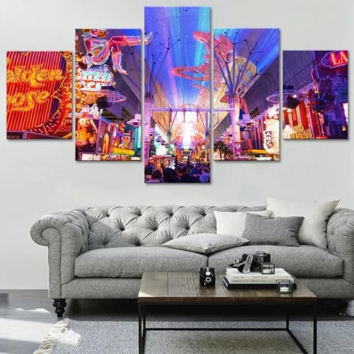 Tableau Las Vegas Fremont Street impression sur toile en 5 parties pour deco salon