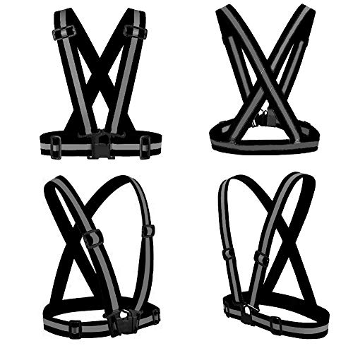 Maotrade 1 Stück Warnweste Fahrad Hohe Sichtbarkeit und 2 Stück Reflektorband mit Klettverschluss Verstellbar Reflektorweste für Damen Herren Kinder Erwachsene Joggen Laufen Motorrad