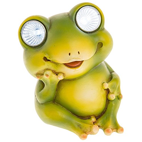 Preisvergleich Produktbild Buzz Solar-Licht sitzender Frosch, Garten, LED-Augen, Weiß