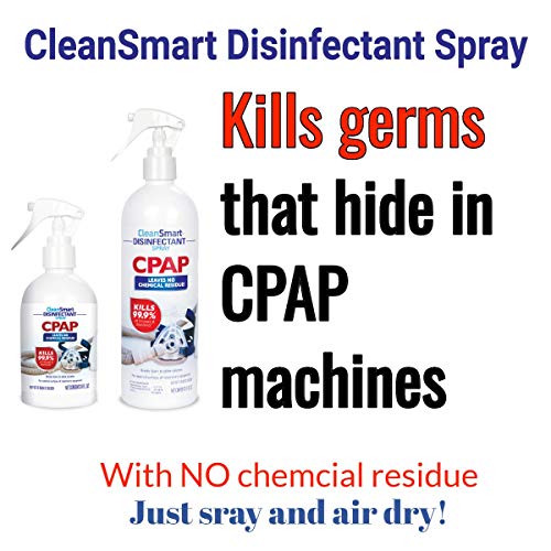 CleanSmart CPAP Disinfectant Spray, 8 Ounce Travel Bottle (Pack of 2), Kills 99.9% of Viruses, Bacteria, Germs, Mold, and Fungus, Leaves No Chemical Residue