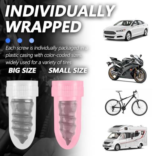 Image of 100PCS Tire Plug Kit,Self-Service Flat Tire Repair Kit Including Screwdriver,Upgraded Thickened Adhesive-Covered Tires Repair Screws for Sudden Flat Tyres Emergencies (100PCS)