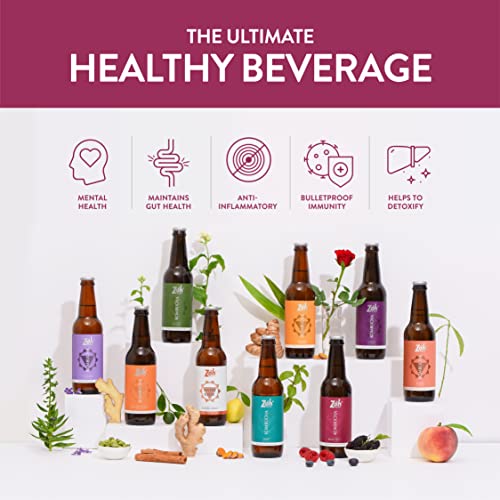 Image of Zoh Probiotics Berry Blast Kombucha | Green Tea With Detoxifying Acids, & Digestive Enzymes. Raw, Unfiltered, & Unpasteurized With Mother. Made With Real Berries(330 Ml, Pack Of 9)