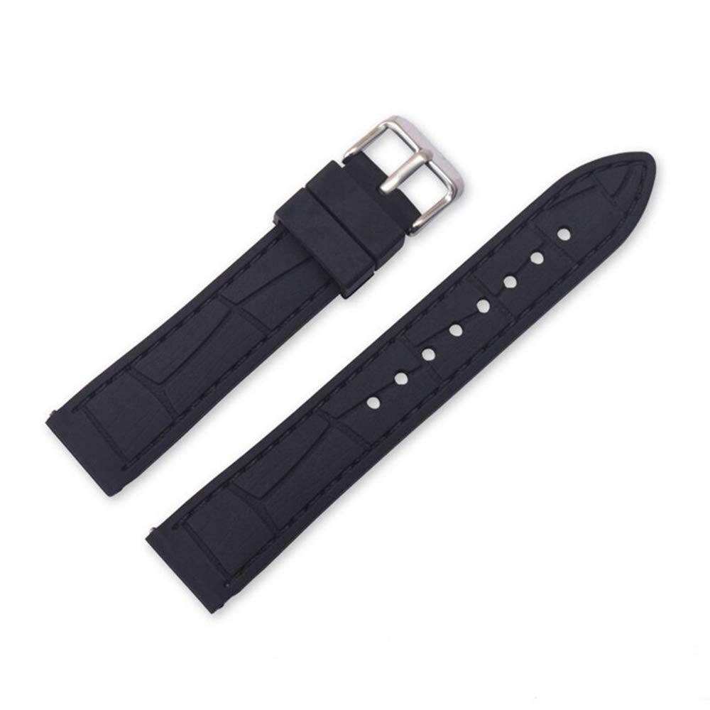 22mm Black Soft Silicone Rubber Crocodile Style Stainless Steel Buckle Watch Band Diver Watch Strap (B08CTGBVKY) Amazon Price History, Amazon Price Tracker