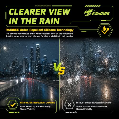 Image of Raidbee 22 inch and 20 inch Silicone Windshield Wiper blades Replacement for | Toyota Tacoma 2016-2023 4Runner 2003-2009 JEEP Compass 2007-2017 Chevrolet Camaro 2016-2023 Corvette 2014-2019 OEM