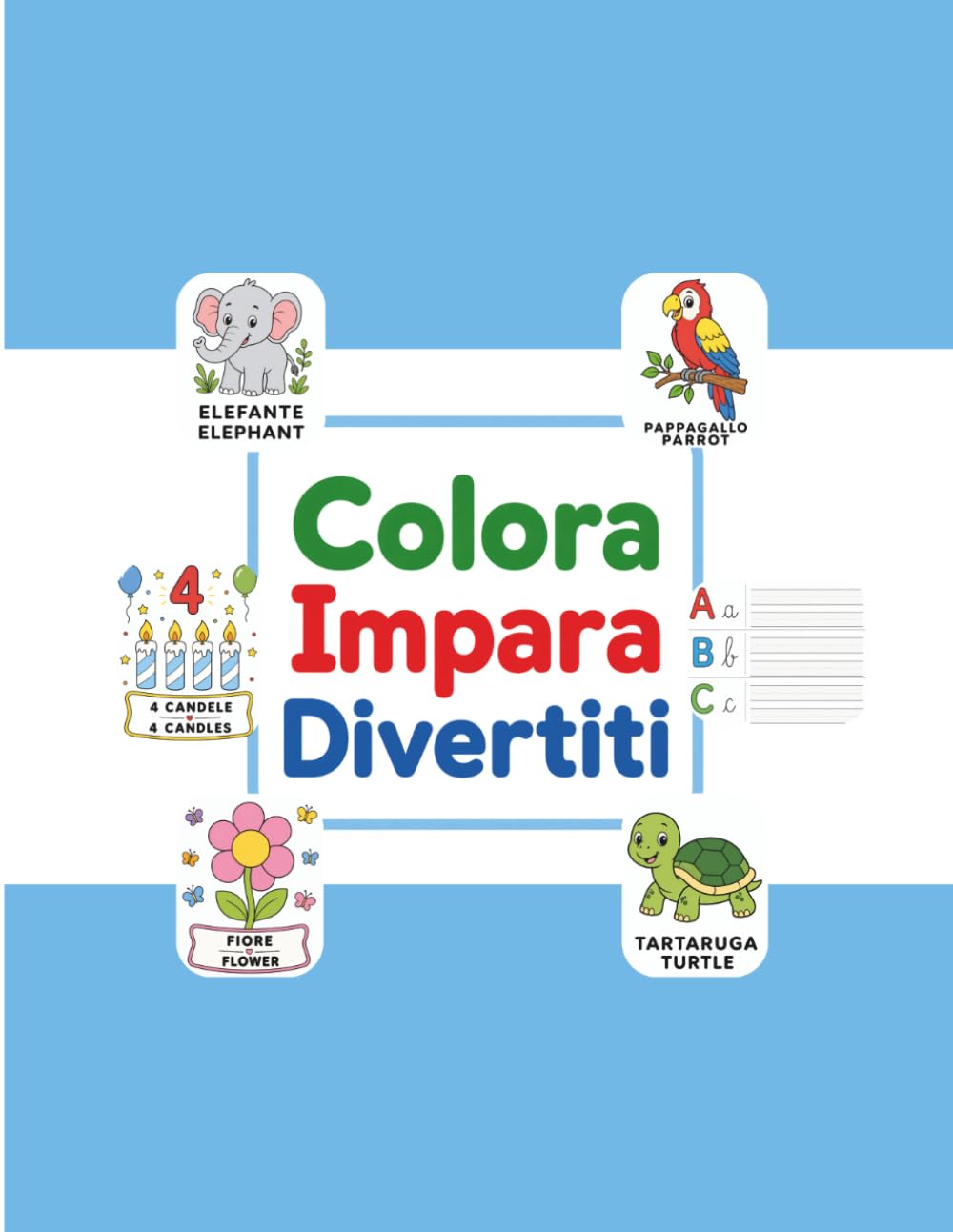 Colora, Impara e Divertiti - Libro da Colorare per Bambini 4-5 Anni con Animali, Oggetti, Numeri e Lettere (Italiano e Inglese): Disegni grandi e ... | Ideale per bambini in età prescolare