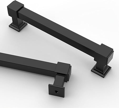 Miniatura 1 de Asidrama Paquete de 10 tiradores de gabinete negro mate de 5 pulgadas (5.039 in) manijas de gabinete, manijas de armario, accesorios de gabinete de