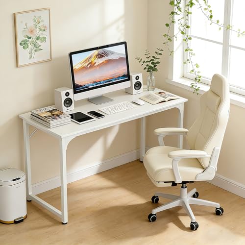 Image of BestOffice Computer Desk,Home Office Desk, Modern Simple Style for Home Office Study Writing (White, 39 Inch)
