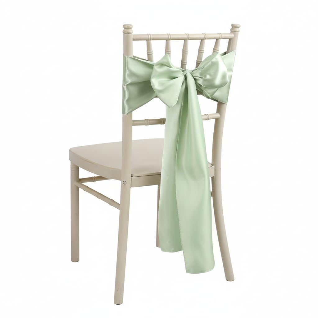 iEventStar Satin Sash Sashes Chair Bow Bows Cover Wedding Banquet Party Chair Decoration (Grass Green, 10)