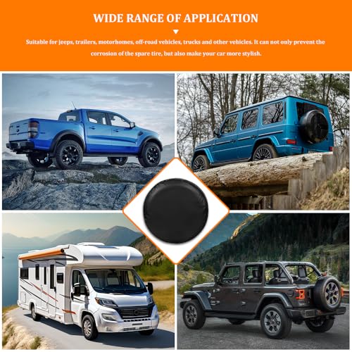 Image of ASUBHA Spare Tire Cover, Waterproof PVC Thickening Leather Tire Wheel Covers, Tough Tire Wheel Protector, Universal Fit for Jeep, Trailer, RV, SUV, Truck (Fits Entire Tire Diameters 32-33 Inch)