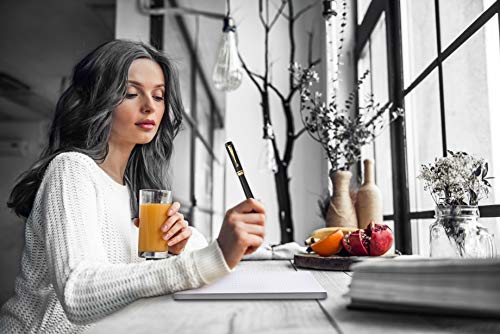 Wordsworth and Black's Calligraphy Pen - Luxury Wooden Bamboo Fountain Pen - Refillable Ink Converter-Smooth Ink Flow For Precision Writing, Journaling, Drawing (Black Wood, Gift Case [Medium Nib]) - Thumbnail 7