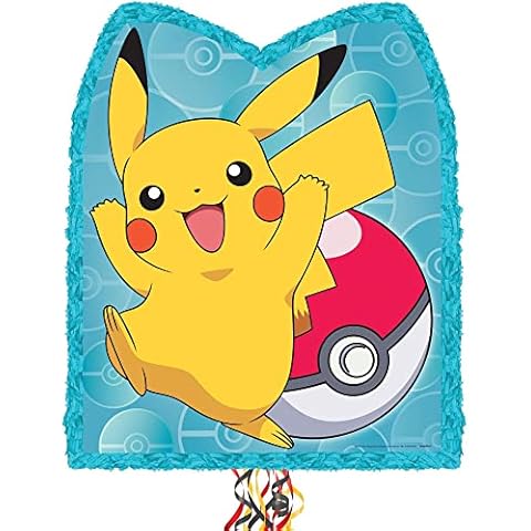 Party City Pull String Paper Pinata, Pokémon Pikachu - 18in Wide x 3in Deep x 22in Tall - Cardstock & Tissue Paper Pinata Party Supplies - Birthday Party Game Decorations for Boys & Girls Cover