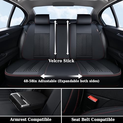 Image of Coverado Car Seat Covers Full Set, 5 Seats Leather Seat Covers for Cars, Waterproof Front and Rear Car Seat Protectors Cushions Universal Fit Most Vehicles (Black)