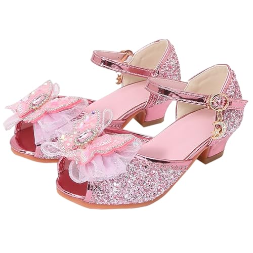 IWIHMIV Little Girls Princess Shoes Glittler Bow Dress Shoes for Gilrs Low Heels for Parties and Holiday Celebrations - Main Image