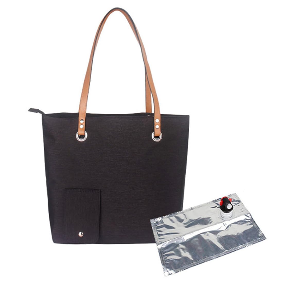 RZJZGZ Wine Tote With Drink Dispenser, Canvas Wine Purse With Hidden Insulated Compartment