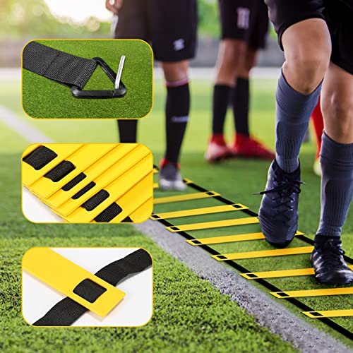 Speed & Agility Training Set Echelle de Coordination, Kit d'entraînement Comprend 1 échelle d'agilité, 6 Obstacles réglables, 12 disques cônes, Sac de Rangement – Image 6