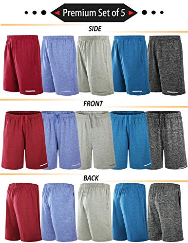 Image of Liberty Imports 5 Pack Big Boys Youth Athletic Mesh Basketball Shorts with Pockets Quick Dry Activewear