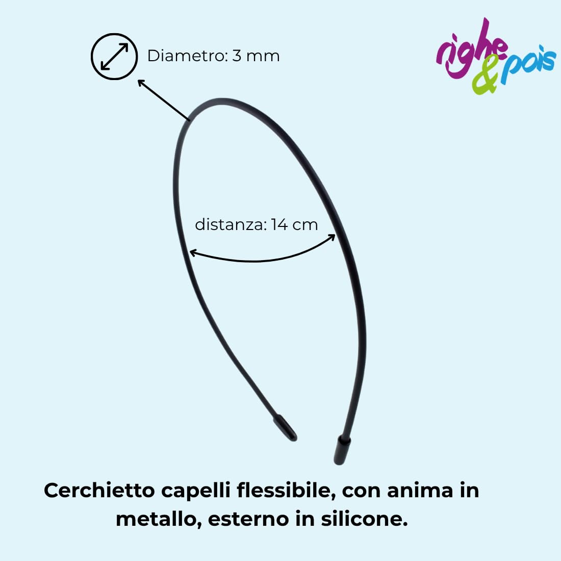 Cerchietto Capelli Nero Donna e Uomo Antiscivolo Sottile In Silicone Confezione da 1 Hairband Leggero Comodo Flessibile