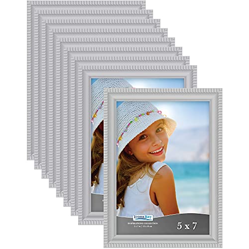 Icona Bay Marcos de fotos de 12 x 7 (gris, paquete de 12), moldura bellamente detallada, juego de marcos de fotos contemporáneos, montaje en pared o mesa, colección Inspirations