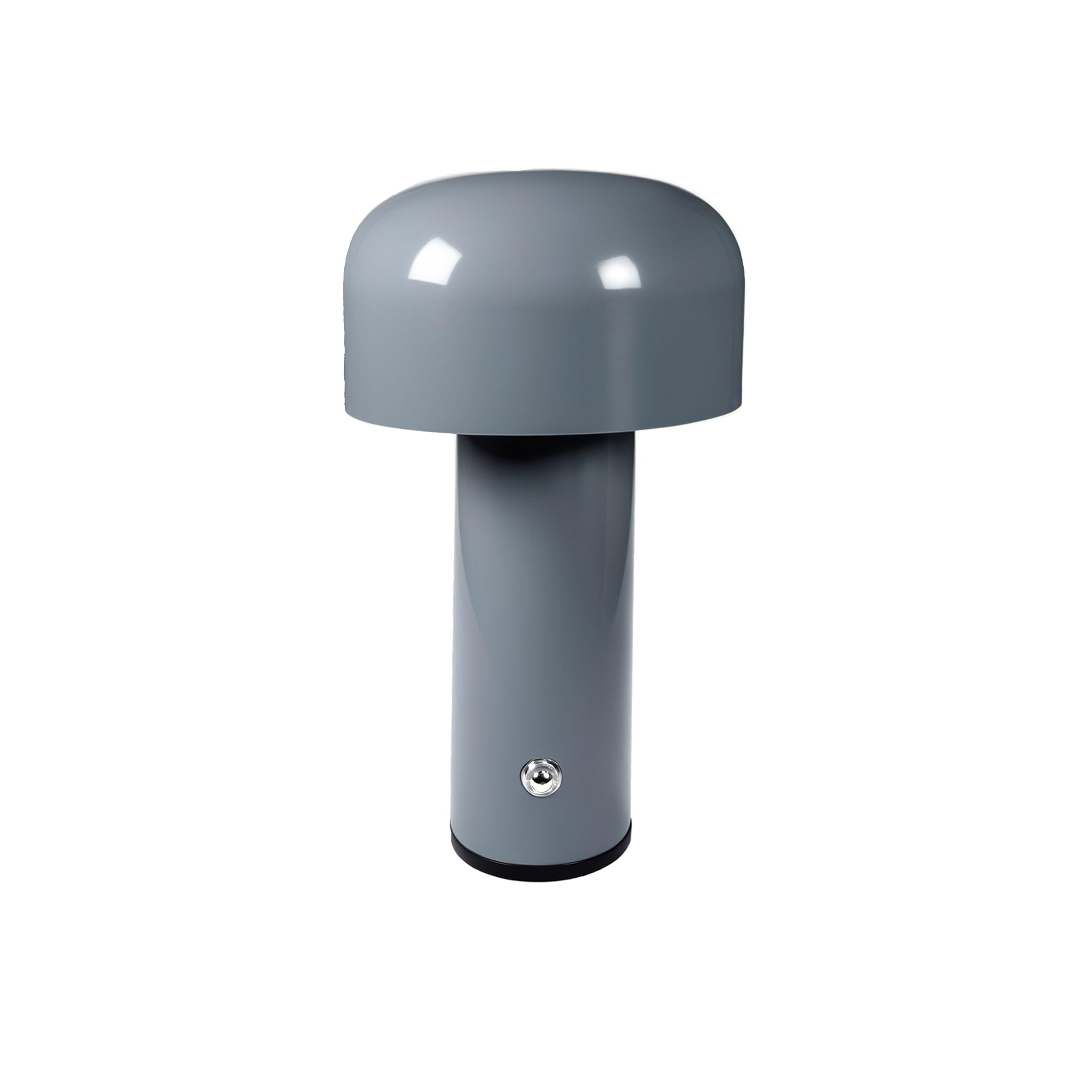 Lámpara de mesa LED Oslo inalámbrica recargable de 5000 mAh, color gris, intensidad regulable y 3 temperaturas de color. Forma de seta. IP44. Cable USB y enchufe UE incluidos.