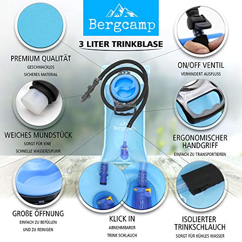Bergcamp Trinkblase + Reinigungsset - wasserdichte Blase für den Rucksack zum Wandern, Campen oder Radfahren, geschmacklos - Trinksystem + gratis E-Book – Bild 3