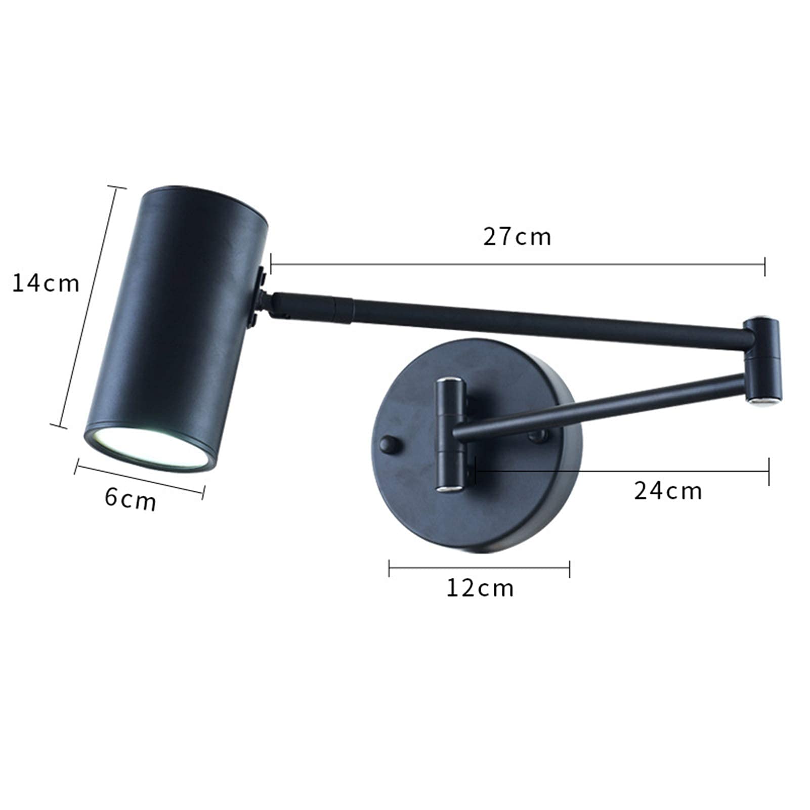 Przemysłowa lampa ścienna podwójna sekcja metalowy kinkiet oświetlenie ścienne regulowana huśtawka długie ramię lampa ścienna E27 do korytarza biurowego loftu, z żarówką, miedź, białe