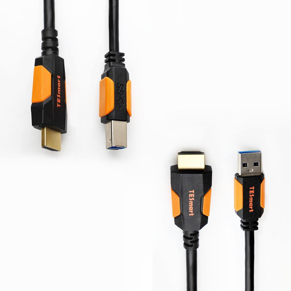 TESmart Câble commutateur KVM 8K HDMI+USB 1,5 m, câble double multifonction HDMI 2.1 et USB 3.0, câble combiné compatible pour KVM Switch