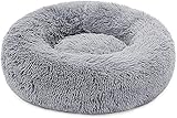 Neekor Cat Dog Beds, Soft Plush Donut Pet Bedding Winter Warm Sleeping Round Fluffy Pet Calming Bed Cuddler for Puppy Dogs/Cats, Size: Small/Medium/Large (Light Grey/Large)