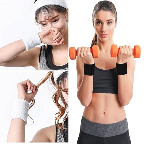 GJNMYSD 4 Pcs Sweat Bands Wristband, Fitness Arm Sweatband, Sports Sweatband Bracelet, Soft Cotton Sweatbands for Tennis, Soccer, Bascketball, Handball & Running, Gym, Sweatbands for Men Women - Image 4