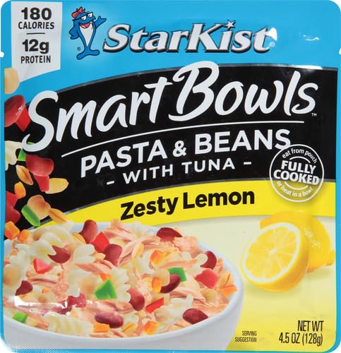 Image of StarKist Smart Bowls Tuna, Pasta and Beans, Zesty Lemon, 4.5 oz Pouch (Pack of 2)