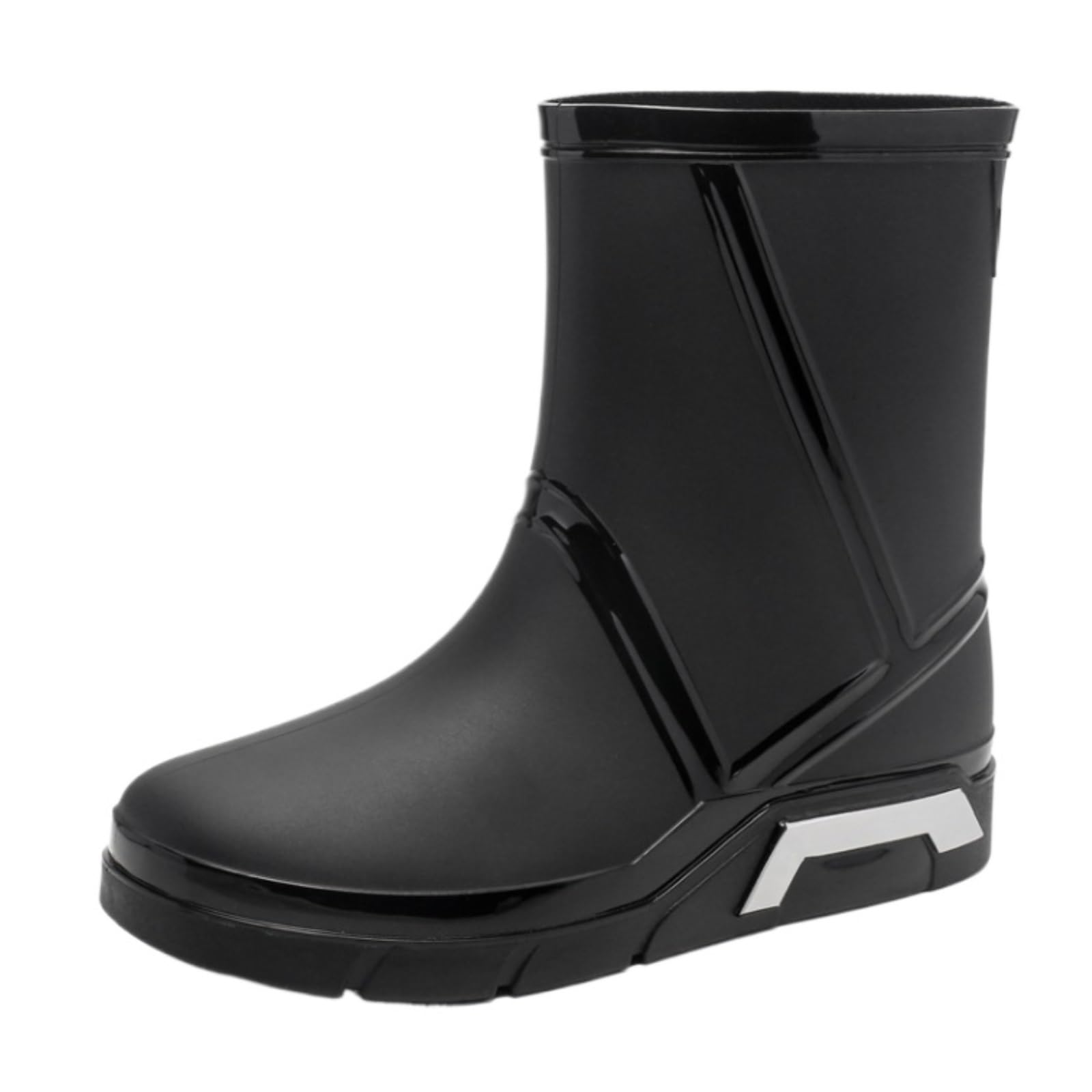 Kalosze Wędkowania Męskie Kalosze Typu Mid Tub Wodoodporne Antypoślizgowe Buty Do Wody Kuchenne Gumowe Buty Robocze Ogrodowe Zewnątrz(Black,40)