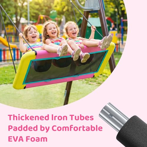 Image of 60'' Rectangle Platform Tree Swing for Kids and Adults, Giant Flying Swing with Adjustable Hanging Strap, Waterproof Textilene Fabric Tear & UV Resistant, Swings Set for Backyard Garden