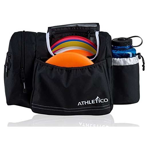 Athletico Disc Golf Bag - Tote Bag for Frisbee Golf - Holds 10-14 Discs, Water Bottle, and Accessories (Black)