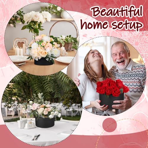 Nuenen Round Gift Box with Lid & Floral Foam Set, Black, 2 pcs, Gift Boxes for Flowers for Mother's Day Bridesmaid Wedding Baby Showers - Image 6