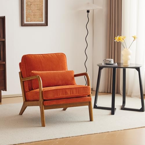 Bonnlo Fauteuil de Salon en Velours Côtelé, Chaise d'Appoint Relaxation avec Cadre en Bois, Siège Confortable pour Salon, Chambre, Terrasse, 65 x 80 x 78 cm...