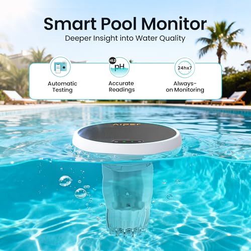Image of AIPER HydroComm Smart Pool Monitor, 24 /7 Automatic Water Testing for Pools, Hot Tubs & Spas, 5-in-1 Accurate App Control, Customized Optimization Tips, Soft White