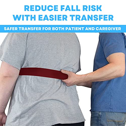 LiftAid Transfer and Gait Belt 60 Inch with Metal Buckle and Loop - Walking, Standing and Transfer Assist Aid for Seniors, Elderly Patients, Caregiver, Nurse, Therapist (Burgundy)