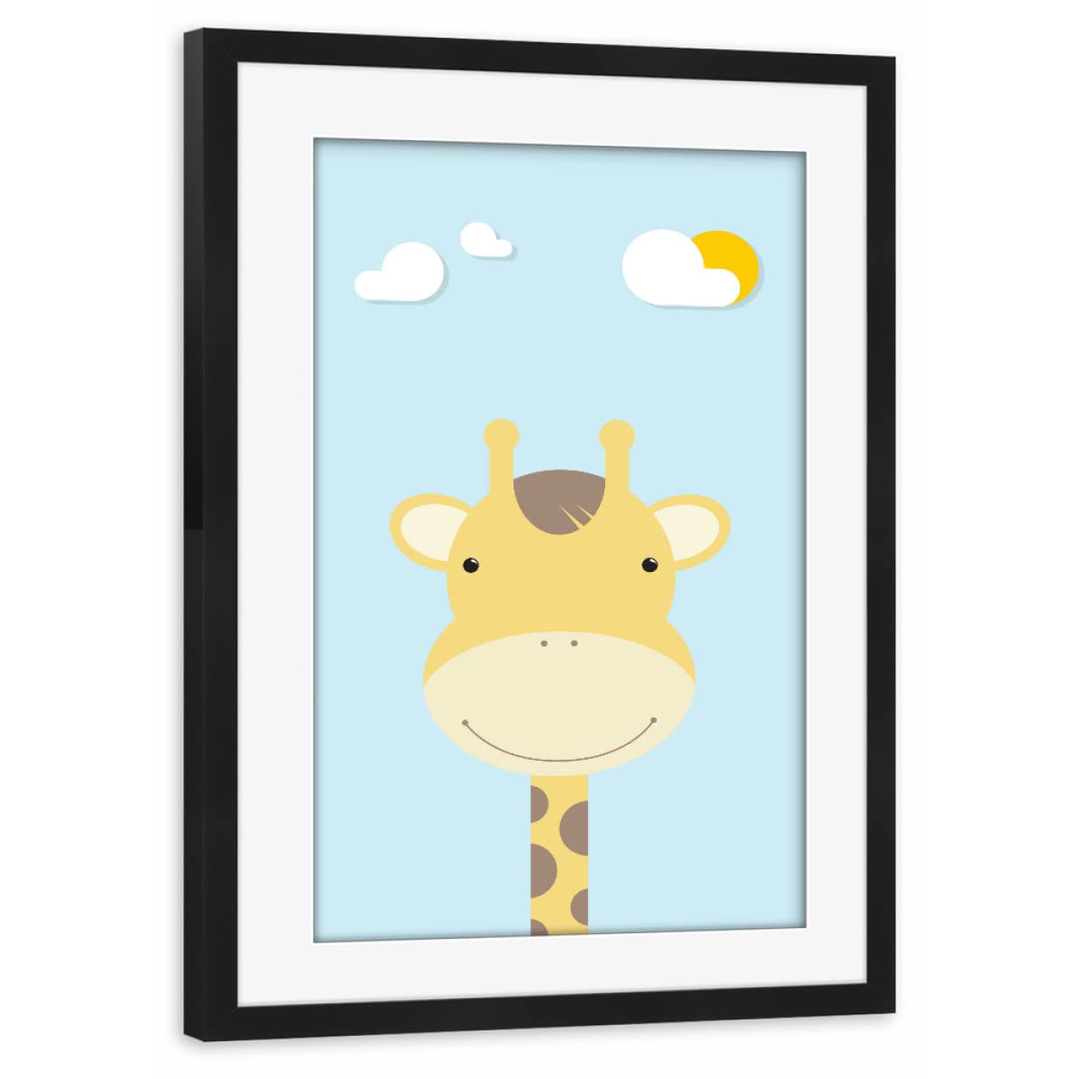 artboxONE Poster mit Rahmen schwarz 45x30 cm Giraffe Portrait 3" von MAN ON THE Milky Way - gerahmtes Poster