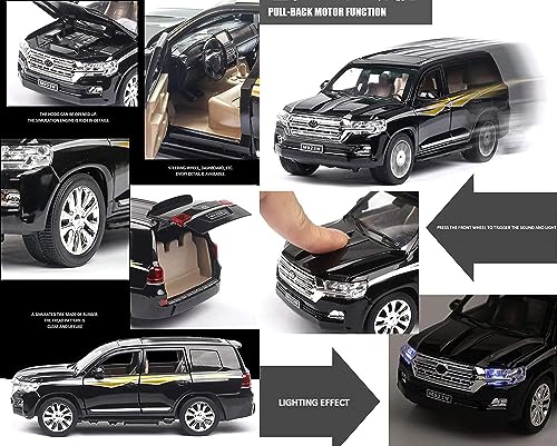 Image of DEOXY 1:32 Scale Die-Cast Land Cruiser Metal Pullback Car Toy With 6 Openable Doors, Lights, And Sounds For Boys Gift,Black