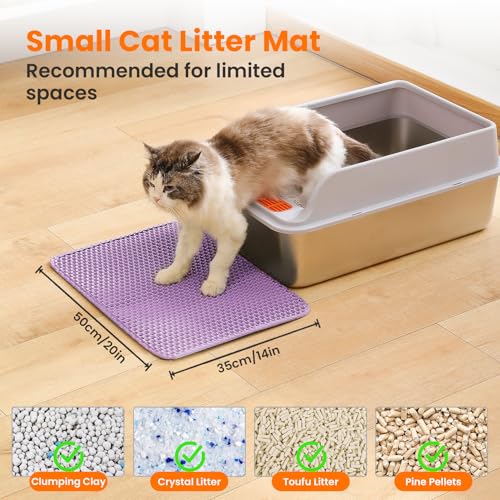 Image of Cat Litter Mat,Large Honeycomb Double Layer Cat Litter Trapping Mat, Non Slip Waterproof Urine Proof Cat Litter Box Mat, Kitten Supplies and Essentials
